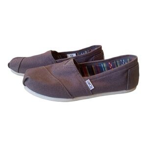 TOMS Classic University Canvas Comfortable Shoe Brown Slip-On  Flat Size 7
